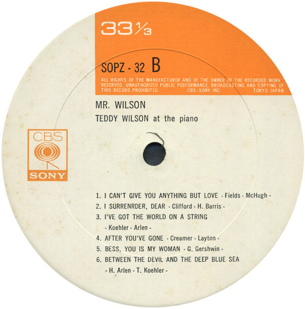 Teddy Wilson - Mr. Wilson (The Fabulous Teddy Wilson At The Piano) ...