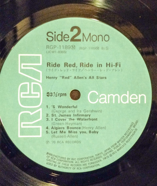 Henry "Red" Allen's All Stars - Ride, Red, Ride In Hi-Fi (Vinyl, LP, Album, Mono) Very Good (VG) / Good Plus (G+)