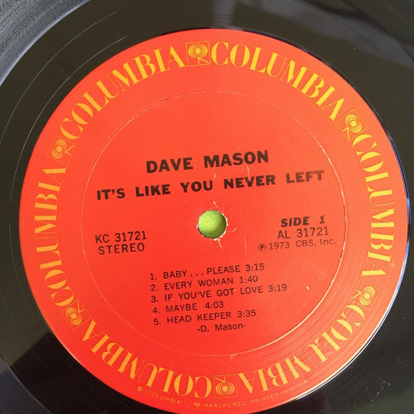 Dave Mason - It's Like You Never Left (Vinyl, LP, Album, Stereo)