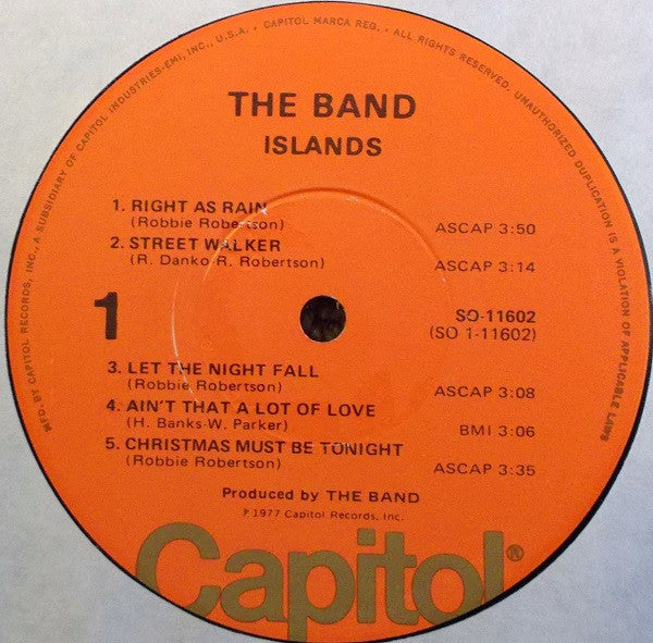The Band - Islands (Vinyl, LP, Album) Very Good (VG) / Very Good Plus (VG+)
