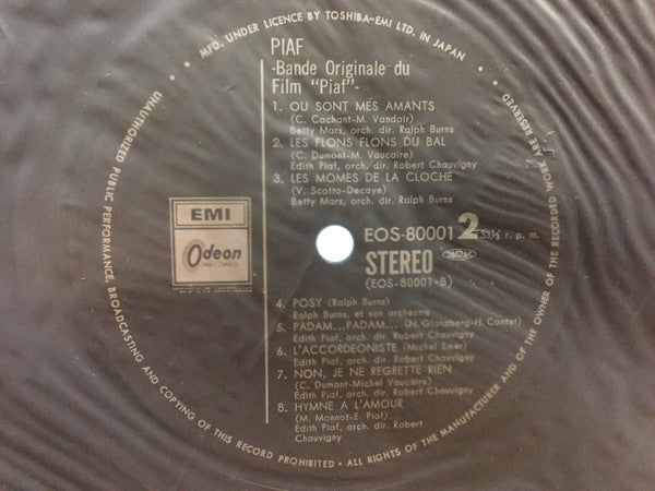 Edith Piaf - Bande Originale Du Film "Piaf" (Vinyl, LP, Album, Stereo)