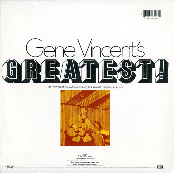 Gene Vincent - Gene Vincent's Greatest (Vinyl, LP, Compilation, Reissue, Mono) Very Good (VG) / Very Good Plus (VG+)