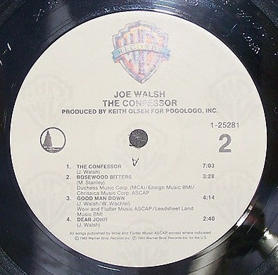 Joe Walsh - The Confessor (Vinyl, LP, Album) Very Good Plus (VG+) / Very Good (VG)