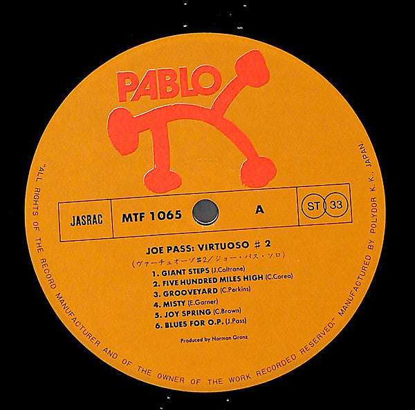 Joe Pass - Virtuoso #2 (Vinyl, LP, Album) Very Good Plus (VG+) / Very Good (VG)