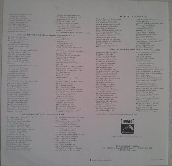 Wolfgang Amadeus Mozart - Mozart Song Recital (Vinyl, LP, Album, Reissue, Stereo) Very Good Plus (VG+) / Very Good Plus (VG+)