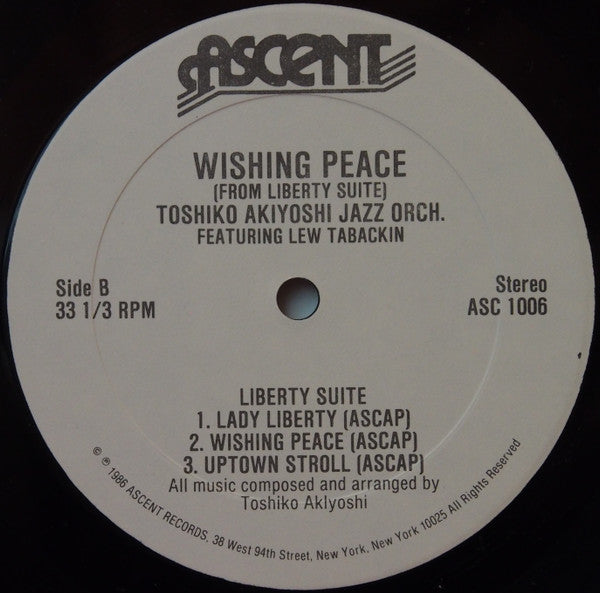 Toshiko Akiyoshi Jazz Orchestra - Wishing Peace From "Liberty Suite" (Vinyl, LP, Album) Very Good Plus (VG+) / Very Good (VG)