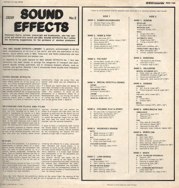 No Artist - Sound Effects No. 2 (Vinyl, LP, Reissue, Mono) Very Good (VG) / Very Good (VG)