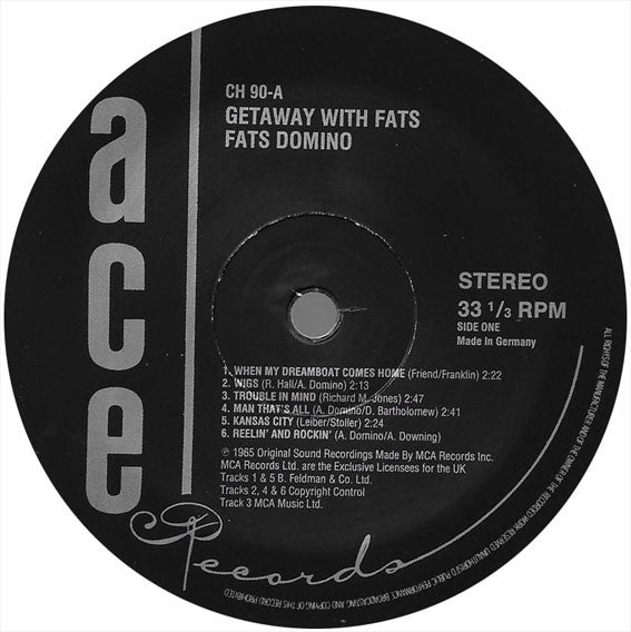 Fats Domino - Getaway With Fats Domino (Vinyl, LP, Stereo) Very Good (VG) / Good Plus (G+)