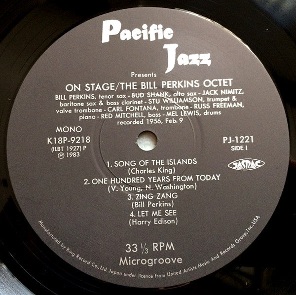 Bill Perkins Octet - On Stage (Vinyl, LP, Album, Mono) Very Good Plus (VG+) / Good Plus (G+)