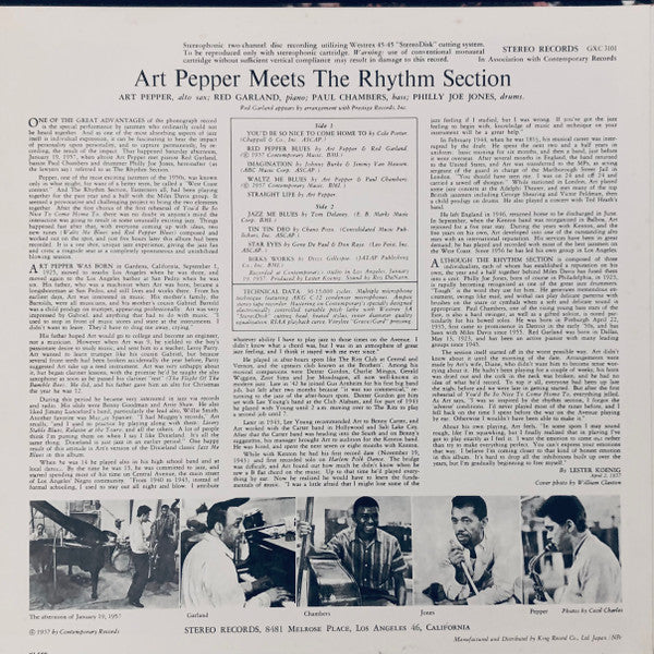 Art Pepper - Art Pepper Meets The Rhythm Section (Vinyl, LP, Album,...