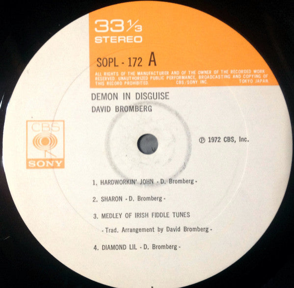 David Bromberg - Demon In Disguise (Vinyl, LP, Album) Very Good Plus (VG+) / Good Plus (G+)