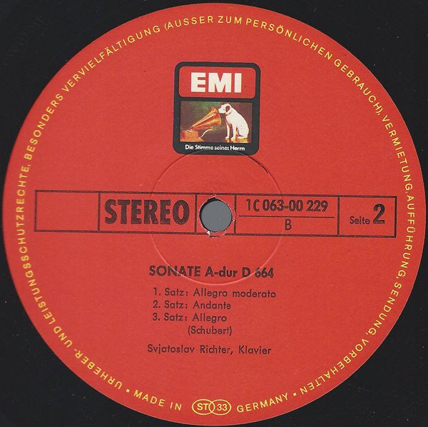 Franz Schubert - Fantasia C-Dur D 760 ``Wanderer-Fantasie'' / Sonate A-Dur D 664 (Vinyl, LP) Very Good Plus (VG+) / Very Good Plus (VG+)