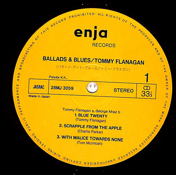 Tommy Flanagan - Ballads & Blues (Vinyl, LP, Album) Very Good Plus (VG+) / Very Good Plus (VG+)
