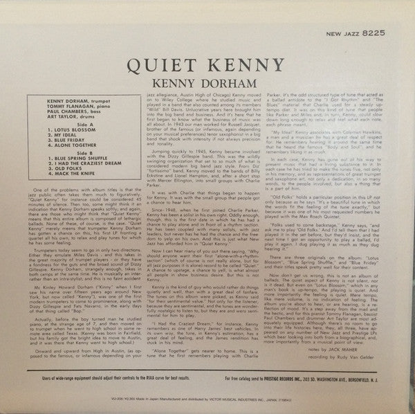 Kenny Dorham - Quiet Kenny (Vinyl, LP, Album, Reissue, Stereo) Very Good Plus (VG+) / Very Good Plus (VG+)