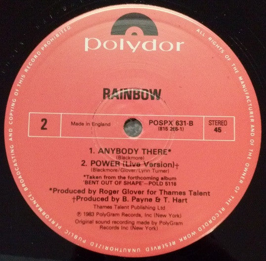 Rainbow - Street Of Dreams (Vinyl, 12", 45 RPM, Stereo) Very Good Plus (VG+) / Very Good Plus (VG+)