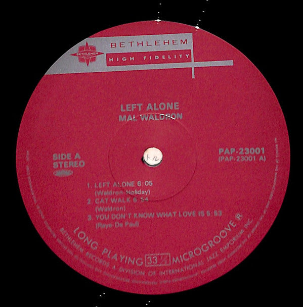 Mal Waldron - Left Alone (Vinyl, LP, Album, Reissue, Stereo) Very Good Plus (VG+) / Very Good (VG)