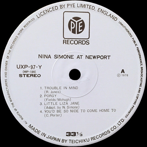 Nina Simone - Nina At Newport (Vinyl, LP, Album, Reissue, Stereo) Good Plus (G+) / Good Plus (G+)