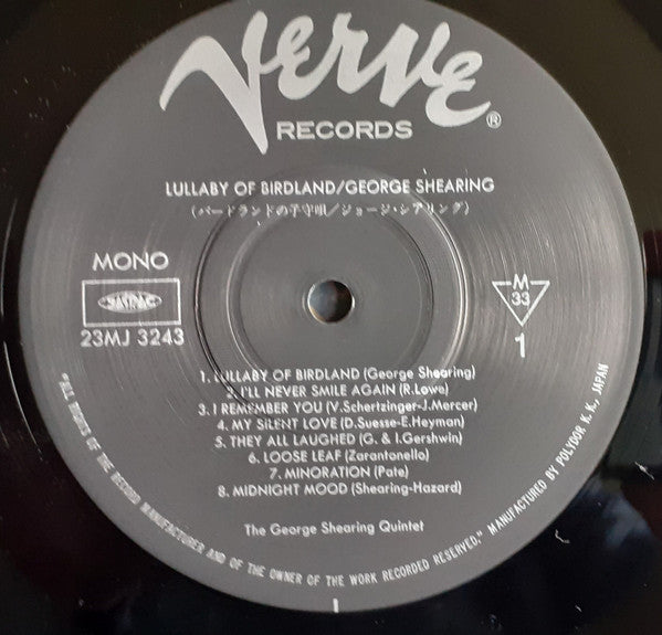 George Shearing - Lullaby Of Birdland (Vinyl, LP, Compilation, Reissue, Mono) Very Good Plus (VG+) / Very Good Plus (VG+)