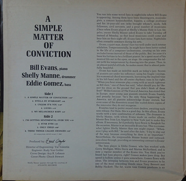 Bill Evans - A Simple Matter Of Conviction (Vinyl, LP, Album, Stereo)