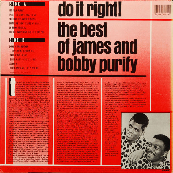 James & Bobby Purify - The Best Of James & Bobby Purify. Do It Right! (Vinyl, LP, Compilation) Very Good Plus (VG+) / Good (G)