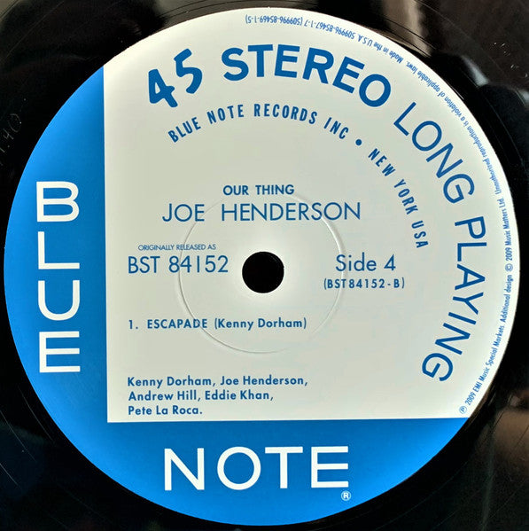 Joe Henderson - Our Thing (2xVinyl, 12", 45 RPM, Album, Limited Edition, Numbered, Reissue, Stereo) Very Good Plus (VG+) / Near Mint (NM or M-)