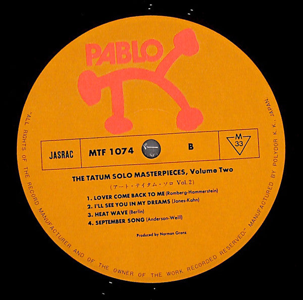 Art Tatum - The Tatum Solo Masterpieces, Vol. 2 (Vinyl, LP, Album, Mono) Very Good (VG) / Very Good (VG)