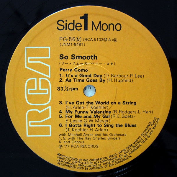 Perry Como - So Smooth (Vinyl, LP, Album, Limited Edition, Reissue, Mono) Near Mint (NM or M-) / Very Good Plus (VG+)