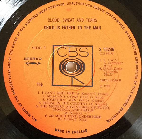Blood, Sweat And Tears - Child Is Father To The Man (Vinyl, LP, Album, Stereo) Very Good (VG) / Good Plus (G+)