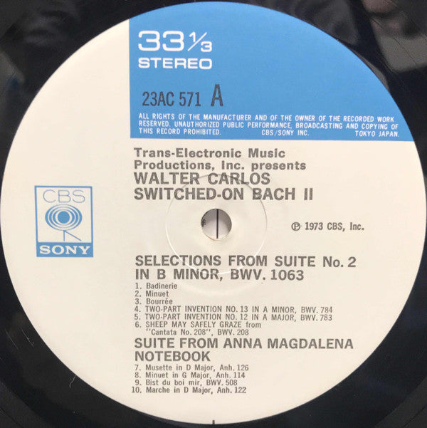Walter Carlos - Switched-On Bach II (Vinyl, LP, Album, Reissue) Very Good Plus (VG+) / Very Good Plus (VG+)