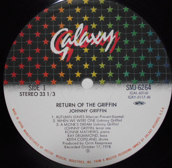 Johnny Griffin - Return Of The Griffin (Vinyl, LP, Album) Very Good (VG) / Very Good (VG)