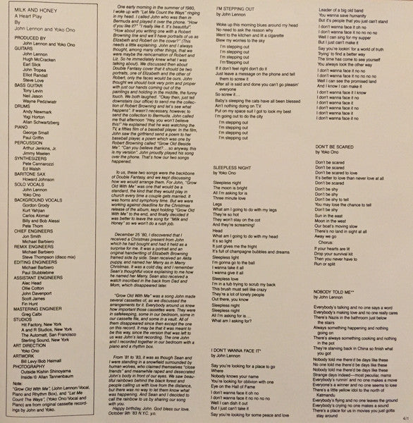 John Lennon & Yoko Ono - Milk And Honey (Vinyl, LP, Album, Stereo)
