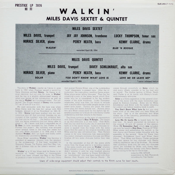 Miles Davis All Stars - Walkin' (Vinyl, LP, Album, Compilation, Rei...