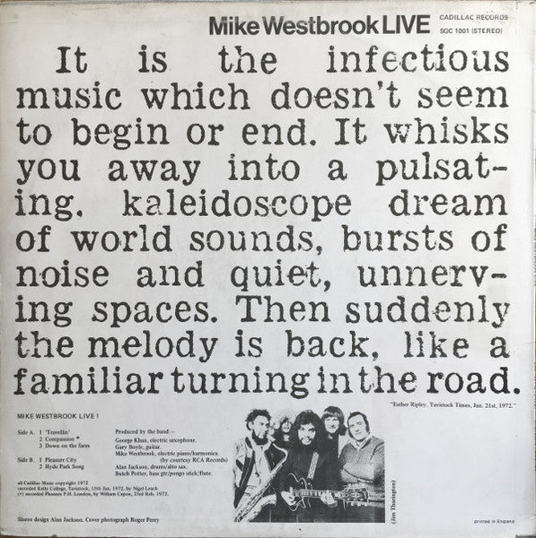 Mike Westbrook - Live (Vinyl, LP, Album) Very Good Plus (VG+) / Very Good Plus (VG+)