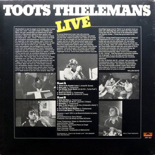 Toots Thielemans - Live (Vinyl, LP, Album) Very Good Plus (VG+) / Very Good (VG)
