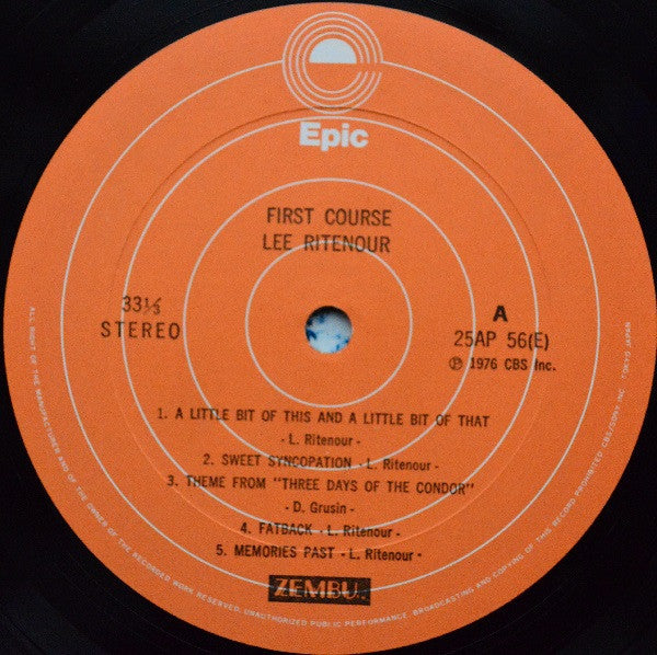 Lee Ritenour - First Course (Vinyl, LP, Album) Near Mint (NM or M-) / Very Good Plus (VG+)