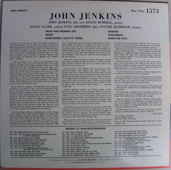 John Jenkins (2) - John Jenkins With Kenny Burrell (Vinyl, LP, Album, Limited Edition, Reissue, Mono) Near Mint (NM or M-) / Very Good Plus (VG+)