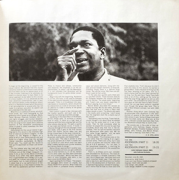 John Coltrane - Ascension (Edition I) (Vinyl, LP, Album, Reissue, Stereo) Near Mint (NM or M-) / Very Good Plus (VG+)