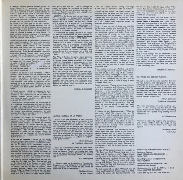 The George Russell Sextet - At Beethoven Hall II (Vinyl, LP, Album) Very Good (VG) / Good Plus (G+)