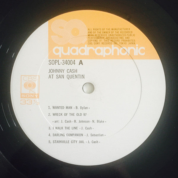 Johnny Cash - Johnny Cash At San Quentin (Vinyl, LP, Album, Quadraphonic) Near Mint (NM or M-) / Good (G)