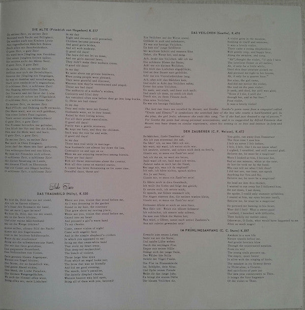 Wolfgang Amadeus Mozart - Mozart Song Recital (Vinyl, LP, Album, Reissue, Stereo) Very Good Plus (VG+) / Very Good Plus (VG+)