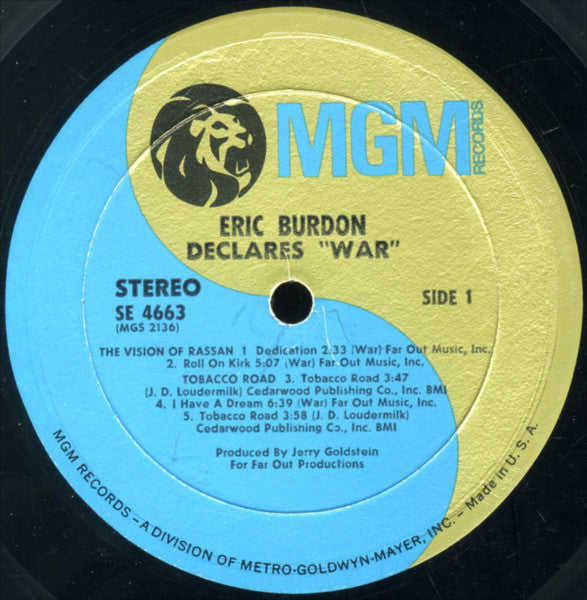 Eric Burdon & War - Eric Burdon Declares "War" (Vinyl, LP, Album, Stereo) Good Plus (G+) / Good Plus (G+)
