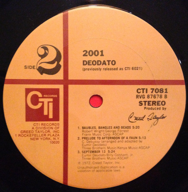 Eumir Deodato - 2001 (Vinyl, LP, Album, Reissue) Very Good Plus (VG+) / Very Good (VG)