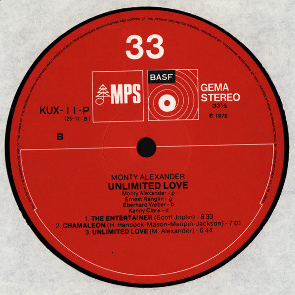 Monty Alexander - Unlimited Love (Live & In Concert) (Vinyl, LP, Album) Very Good Plus (VG+) / Very Good Plus (VG+)