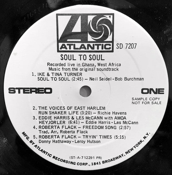 Various - Soul To Soul (Music From The Original Soundtrack - Recorded Live In Ghana, West Africa) (Vinyl, LP, Promo) Very Good Plus (VG+) / Very Good (VG)