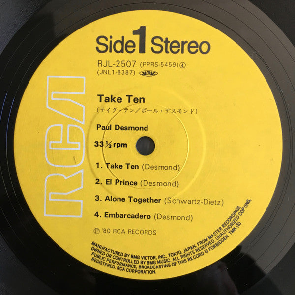 Paul Desmond - Take Ten (Vinyl, LP, Album, Reissue, Stereo) Very Good Plus (VG+) / Very Good Plus (VG+)
