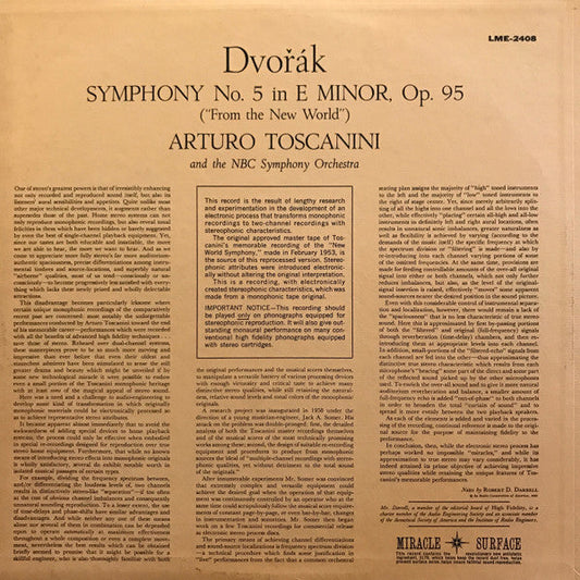 Antonín Dvořák - Dvořák's Symphony "From The New World" (Vinyl, LP, Stereo) Very Good Plus (VG+) / Very Good (VG)