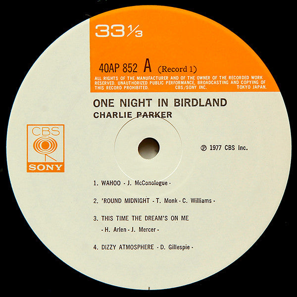 Charlie Parker - One Night In Birdland (2xVinyl, LP, Album, Mono) Very Good Plus (VG+) / Very Good (VG)