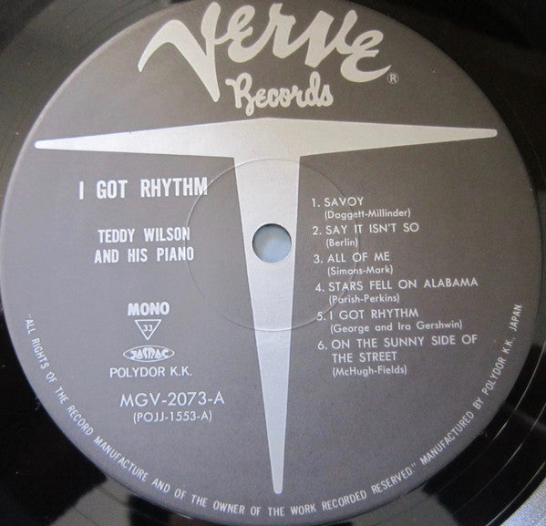 Teddy Wilson - I Got Rhythm (Vinyl, LP, Album, Reissue, Mono) Very Good Plus (VG+) / Very Good Plus (VG+)