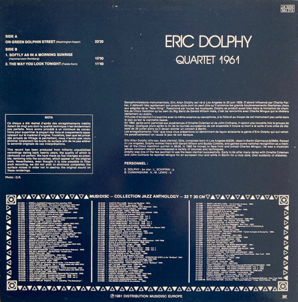 Eric Dolphy - Quartet 1961 (Vinyl, LP, Reissue) Very Good Plus (VG+) / Good Plus (G+)