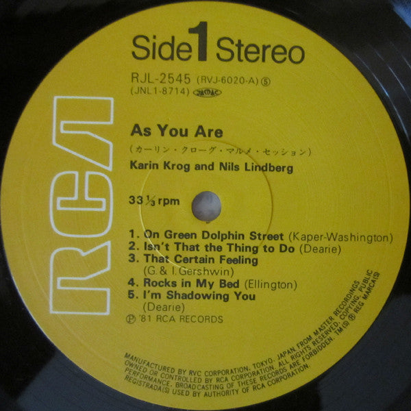 Karin Krog - As You Are. The Malmö Sessions (Vinyl, LP, Album, Reissue, Stereo) Very Good Plus (VG+) / Very Good Plus (VG+)